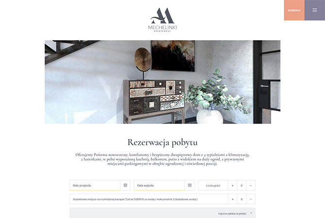Strona internetowa dla Mechelinki Apartamenty - zdjęcie 2