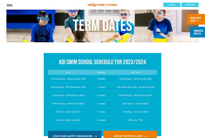 Strona internetowa dla KOI Swim School - zdjęcie 3